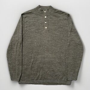 The Normal Brand Sweater Men's Large Green 1/4 Button‎ Mock Neck Sweater